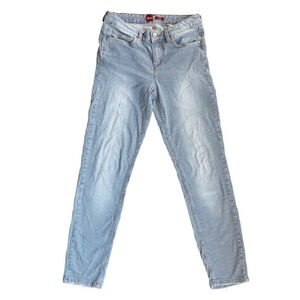 Olsen Europe Pinstripe High Rise Light Blue Slim Leg Ava Denim Jeans Size 3
